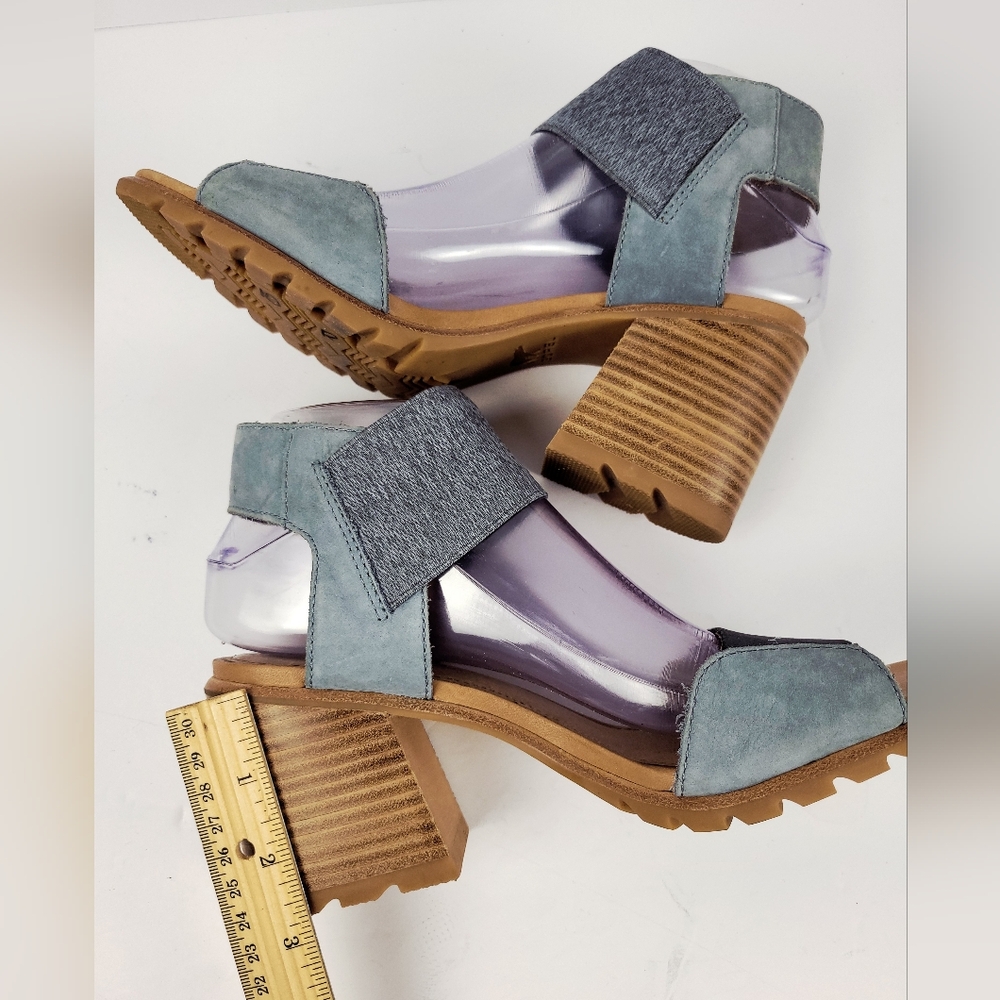 Sorel Denim Blue Block Heel Sandals Sz 7.5